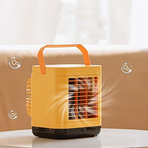 Portable Air Conditioner, Evaporative Air Cooler, Small Cooling Fan, 3 Speeds, 2000mAh Battery Powered & USB Rechargeable Mini Air Conditioner for Room Camping Car Office (Color : Yellow)