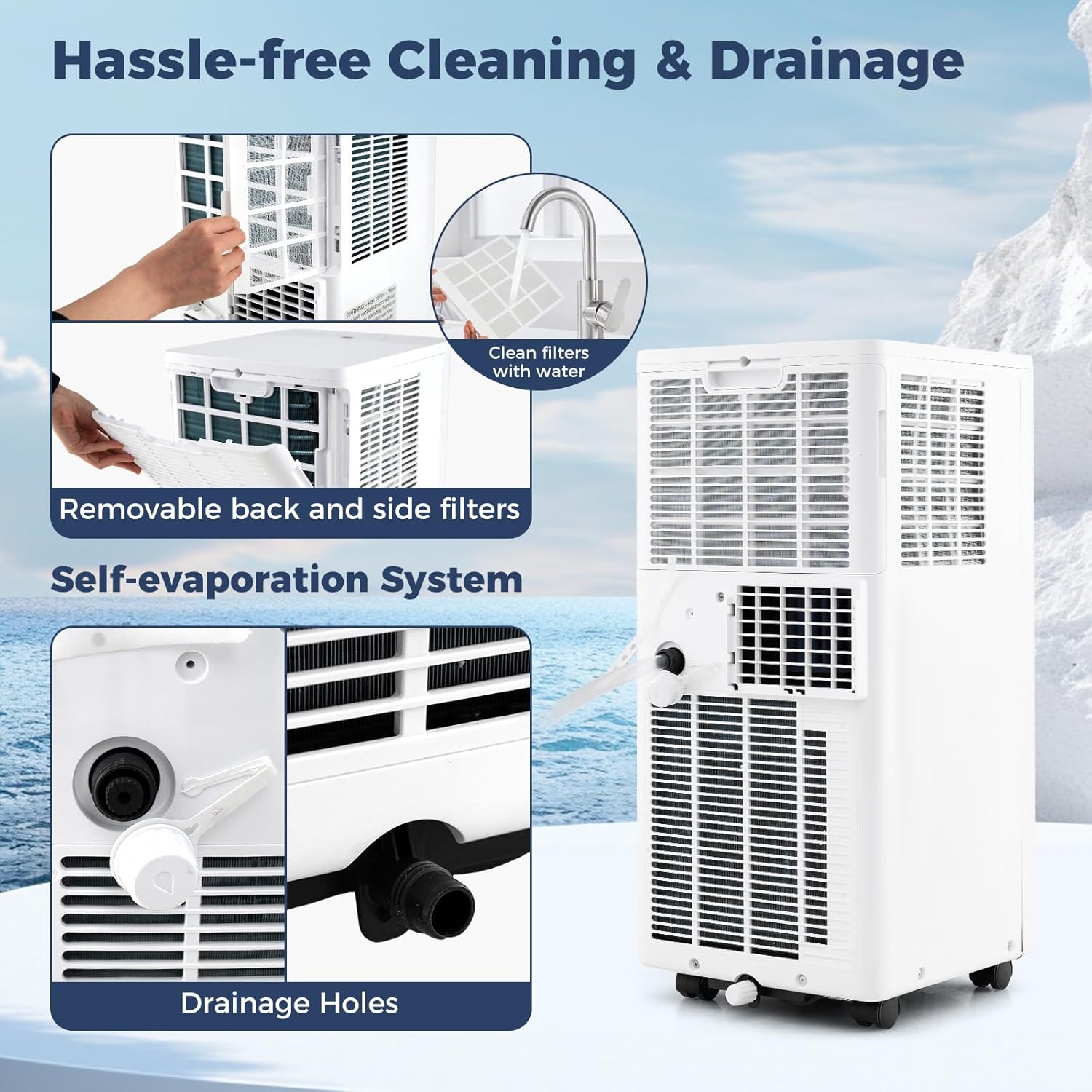 GOFLAME 10000 BTU Portable Air Conditioner, 3-in-1 Floor AC Unit with Fan & Dehumidifier, 24H Timer, Sleep Mode, Remote Control, Drain Hose & Window Installation Kit, Cools up to 350 Sq. Ft