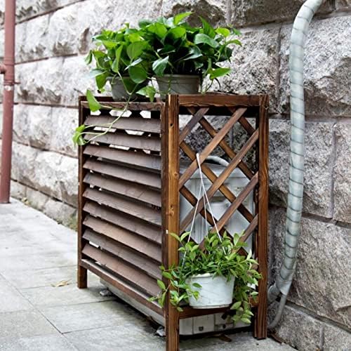 Ac Cover For Outside Unit,Air Conditioner Privacy Screen,Freestanding Louvered Space Divider,Fence To Hide Air Conditioner,Wooden Air Conditioner Cover Flower Stand Solid Wood Air Conditioni