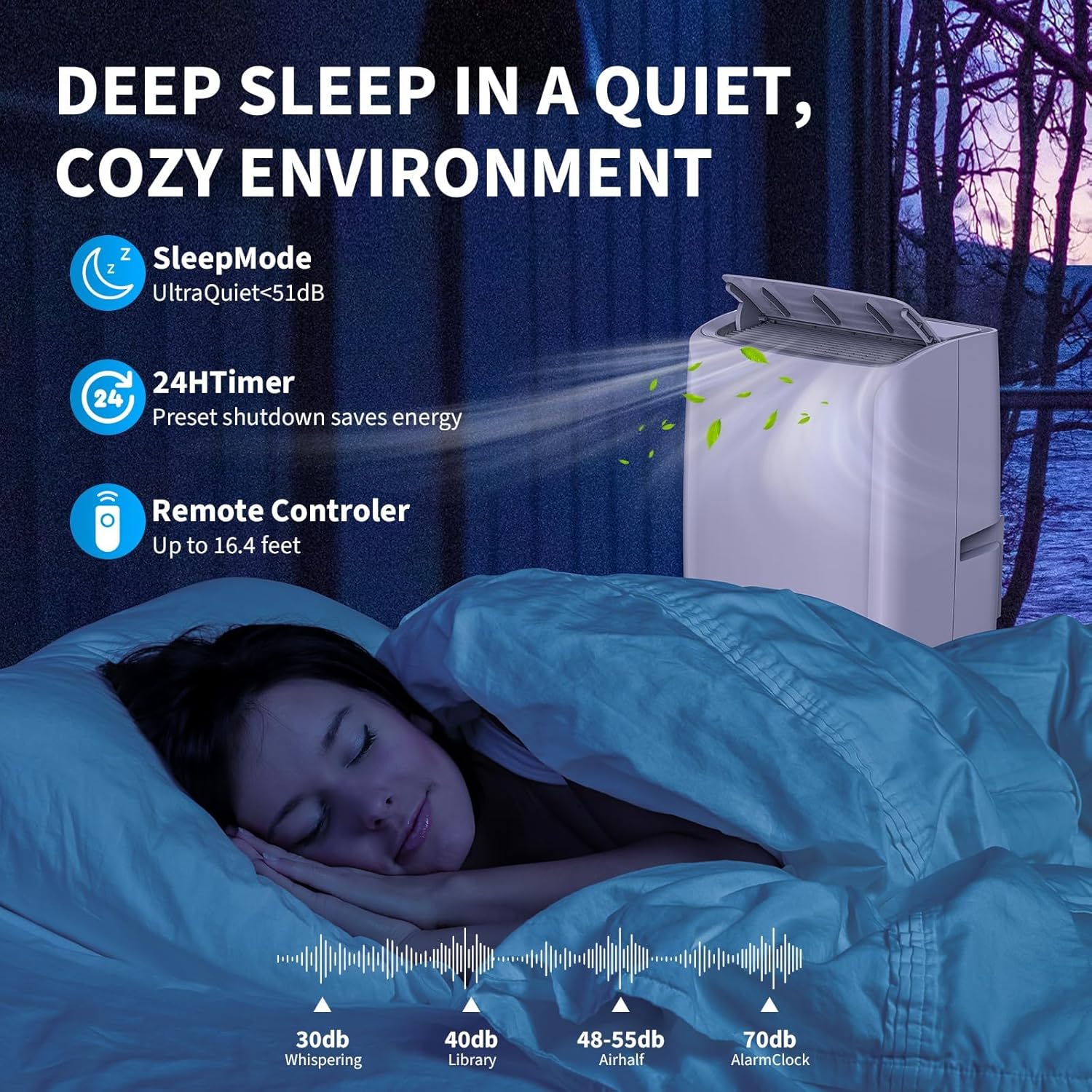 GarveeHome 14000 BTU Portable Air Conditioner, Quiet Portable AC Unit with Fan & Dehumidifier, Cooling Cools Room up to 750 sq.ft, Air Conditioner with Remote & 24H Timer for Rooms, Bedroom, Office