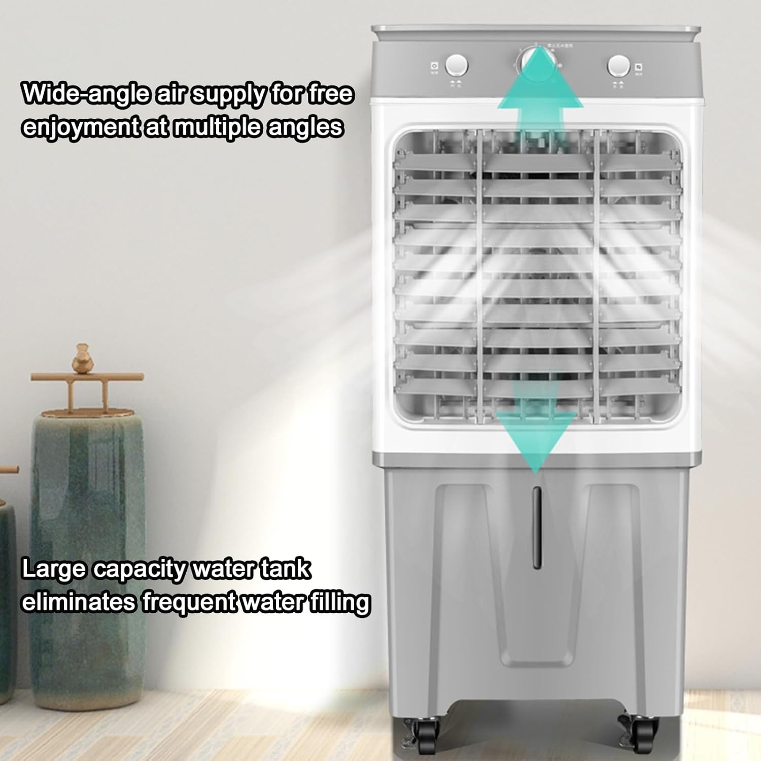 3 Wind Speed Portable Air Conditioners, Air Conditioner with Large Capacity Water Tank, Air Conditioner Portable with Universal Wheels, for Home, Office, Garage(90cm/35.4in)