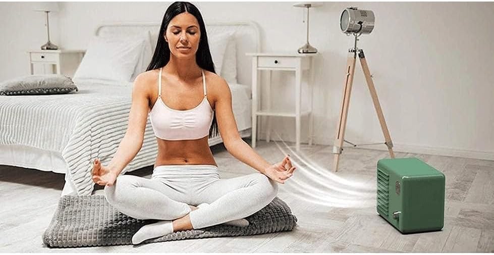 Portable Air Conditioner, USB Air Cooler with LED Light, Mini Air Conditioner Portable Cooler, Desktop Cool Personal Space, for Bedroom, Office (Color : White) (White)