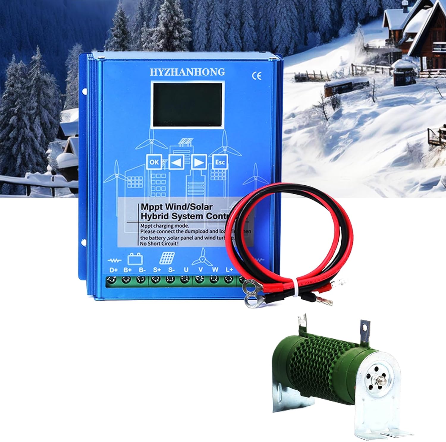 16000W Wind Solar Hybrid Charge Controller 12V/24V MPPT Boost Charge Regulator with LCD Display and Free Dump Load Accurate,12v