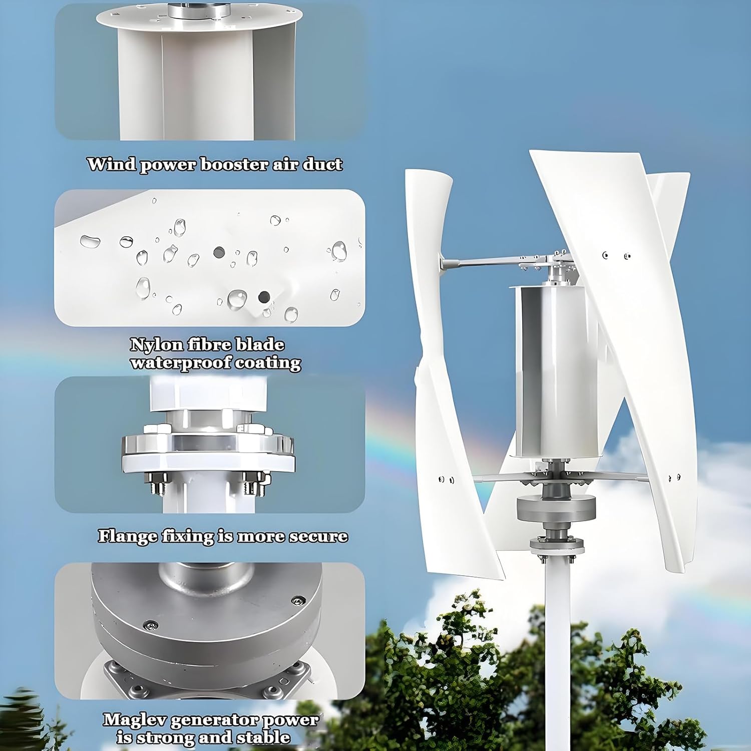 Wind Turbine Generator Kit, 20000W Portable Vertical Helix Wind Power Turbine Generator with MPPT Controller Home Outdoor Power Generation Home, Home Power Energy Kit 12V