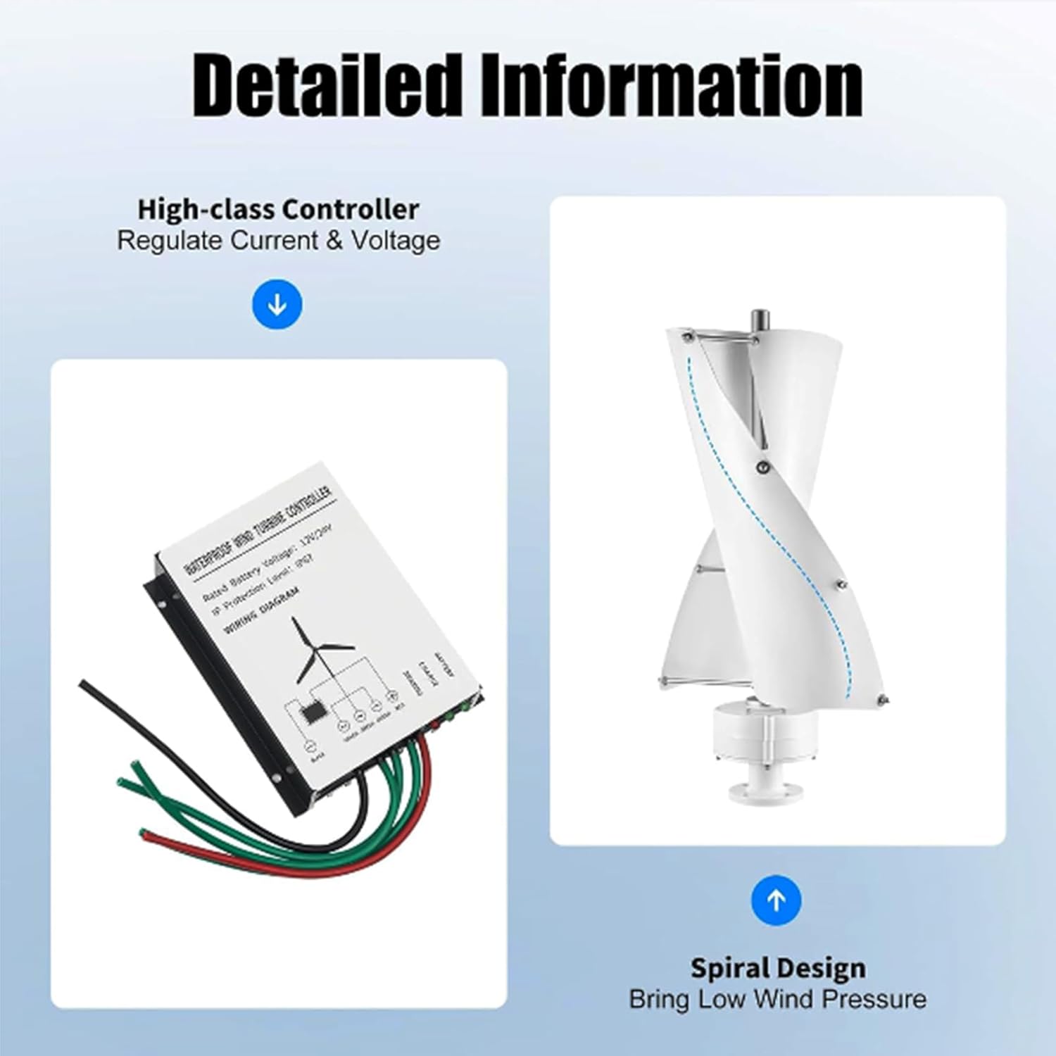 Low Noise Wind Turbine Generator, 12V 24V 48V 9000W Wind Turbine Generator with Mppt Controller for Home Garden Use,220V