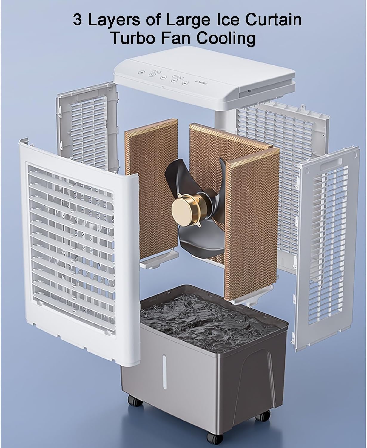 Swamp Cooler Air Conditioners, 110V Large Tank for 3D Cooling, Portable Evaporative Cooler with LED Touch Screen, 3 Fan Speeds, 12H Timer & Remote, air Cooler for Bedroom(18.5x14x32inch)