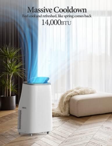 14000 BTU Portable Air Conditioners, AC Unit with Cool, Dehumidifier & Fan Modes Remote Control, Standing Air Conditioner for Room up to 700 sq.ft, 24H Timer, Sleep Mode, Installation Kit