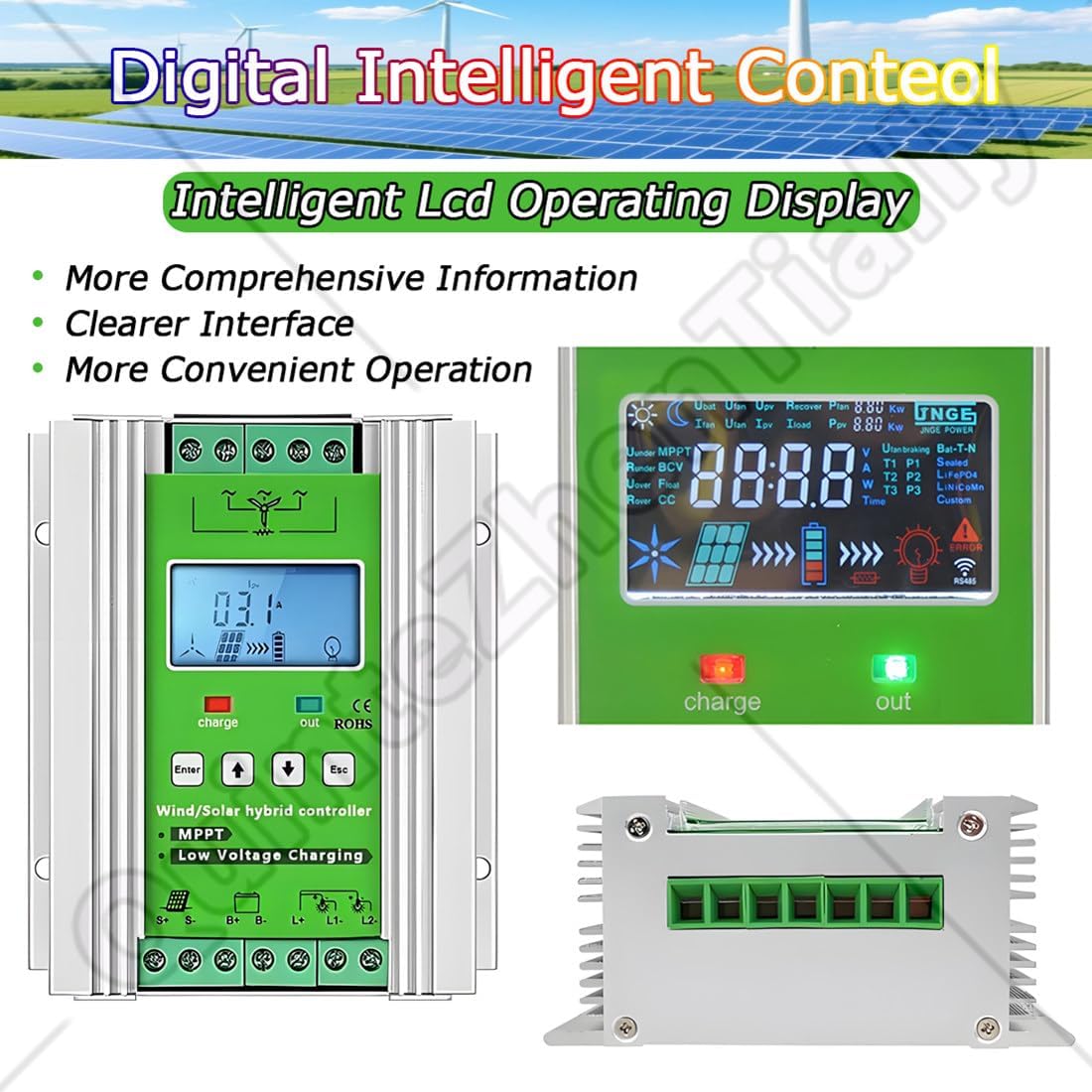 12v/24v/48v Auto Switch Regulator,Mppt Wind Solar Hybrid Charge Controller,Wind Turbine Solar Panel Charge Controller,with Booster Function,Conversion Efficiency > 98% 10000W