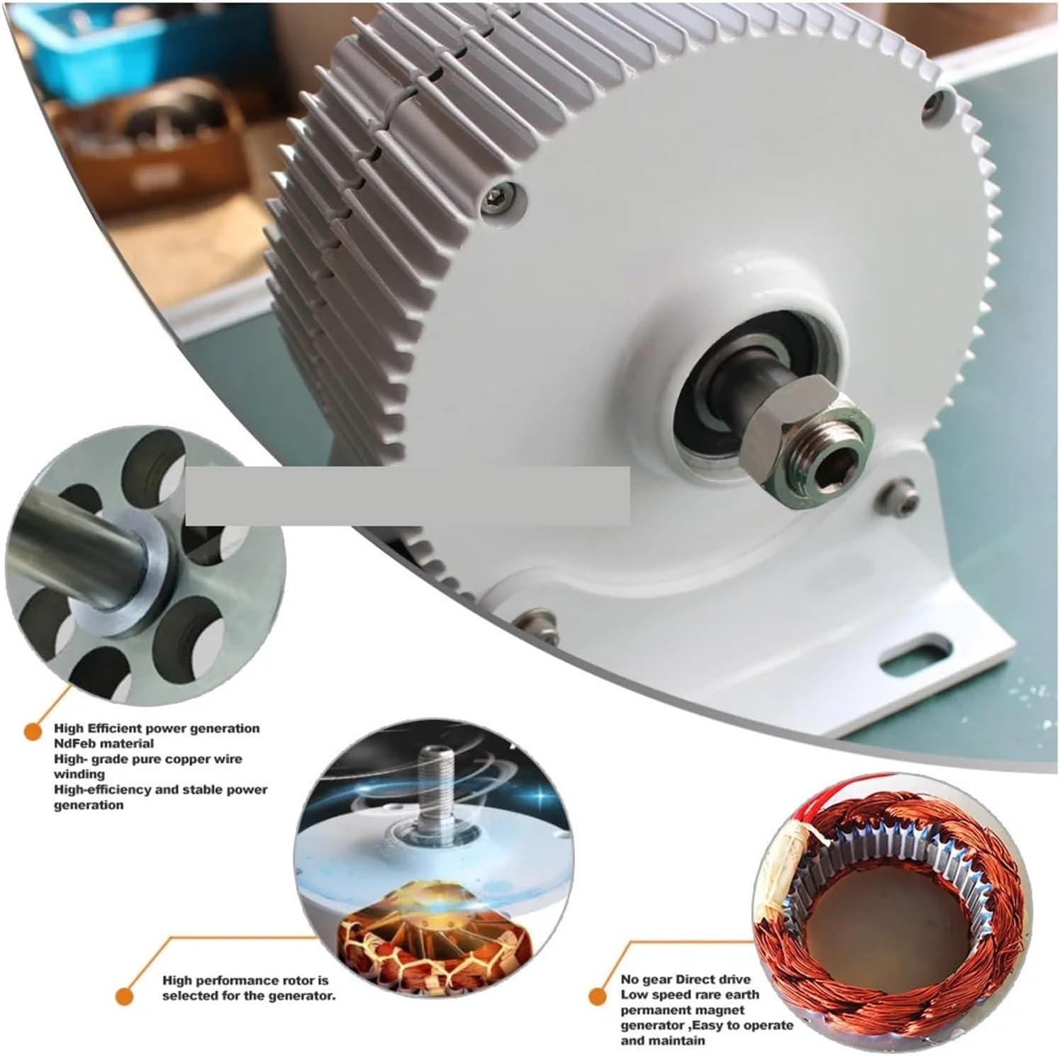 Wind Turbine Generator Kit,Turbine Low Speed 1000W 12V 24V 48V for Water Conservancy and Wind Power Household Industrial Energy(with Base,24V_1KW with Control)