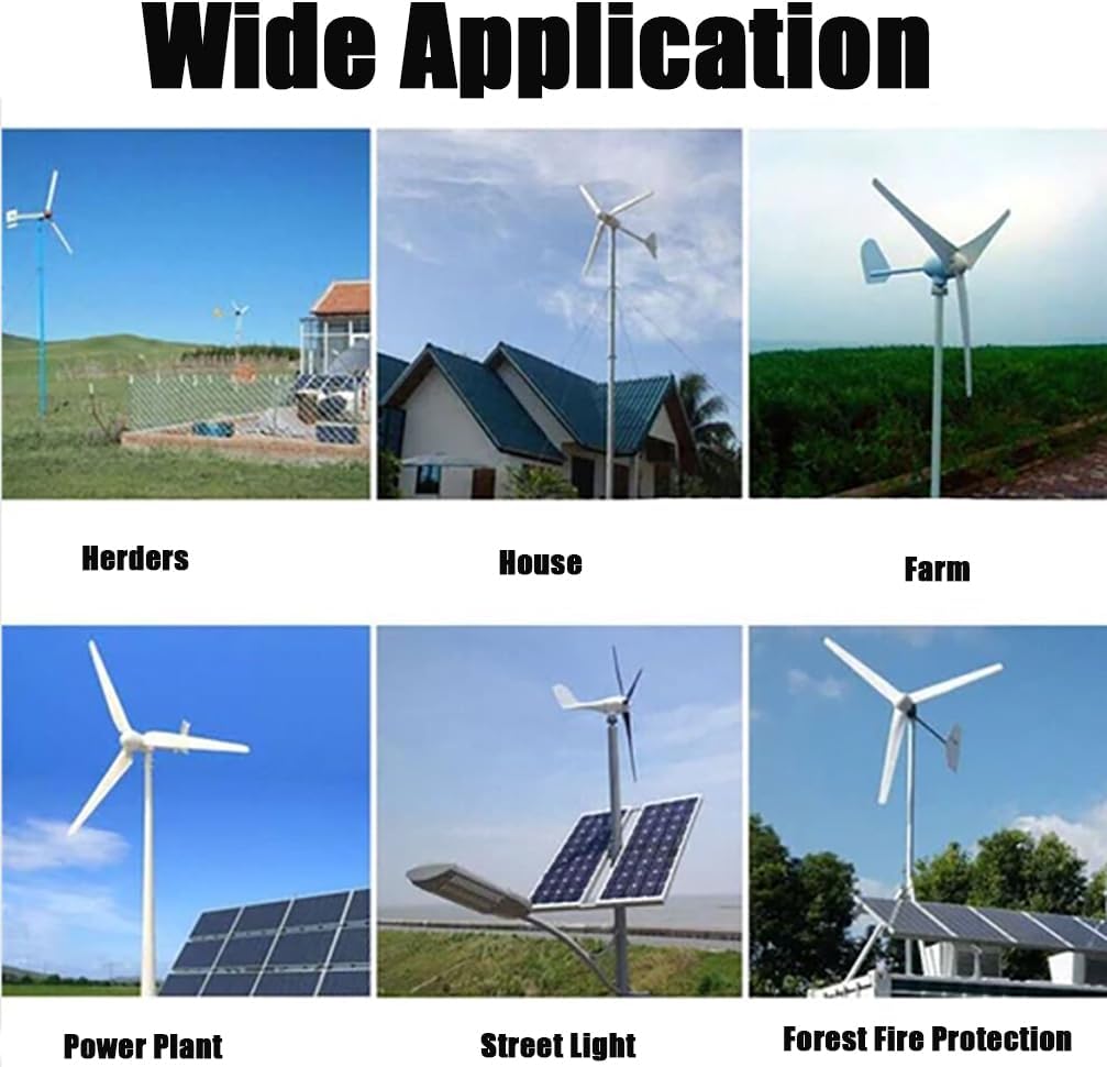 800W Wind Turbine 5 Blades 12V / 24V / 48V with MPPT Charge Controller for Home Boat Farm (24, Volts)