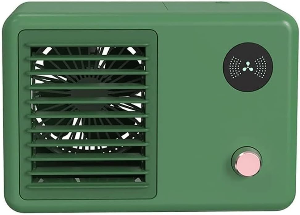 Portable Air Conditioner, USB Air Cooler with LED Light, Mini Air Conditioner Portable Cooler, Desktop Cool Personal Space, for Bedroom, Office (Color : Green)