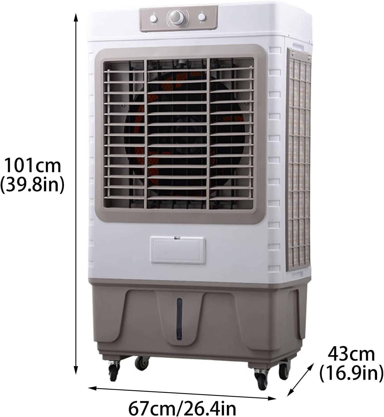 Portable Air Conditioners, 3-in-1 Evaporative Air Cooler with 3 Speeds and Water Tank, Personal Swamp Cooler for Home Office Factory(67 * 43 * 101cm)