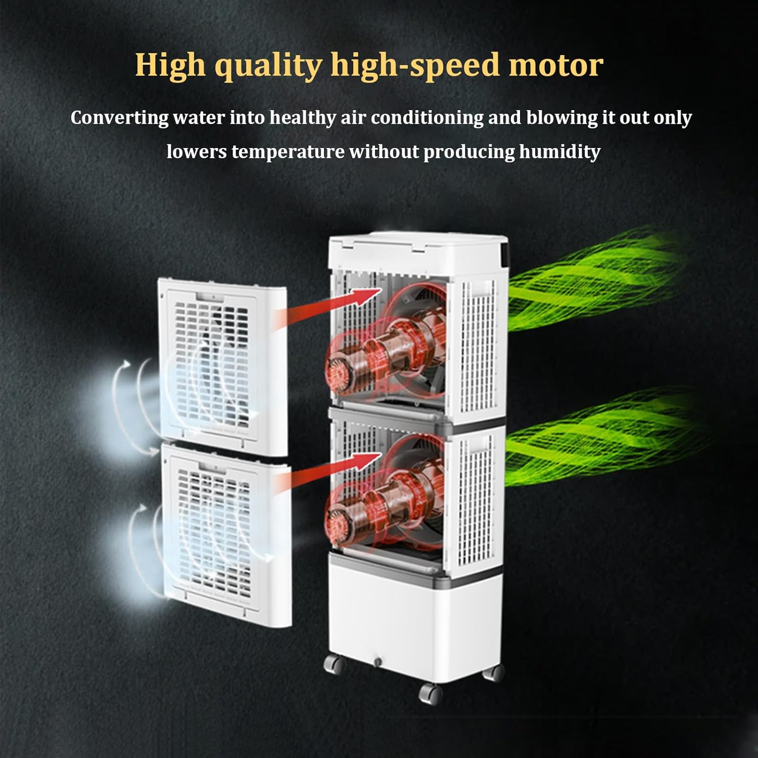 Evaporative Air Cooler,14L Large Water Tank,Three Speed Regulation Portable Air Conditioner,1-12 Hour Timer Function,for Bedrooms, Restaurants, Hotels, Gyms,(Color:Single layer remote control version)