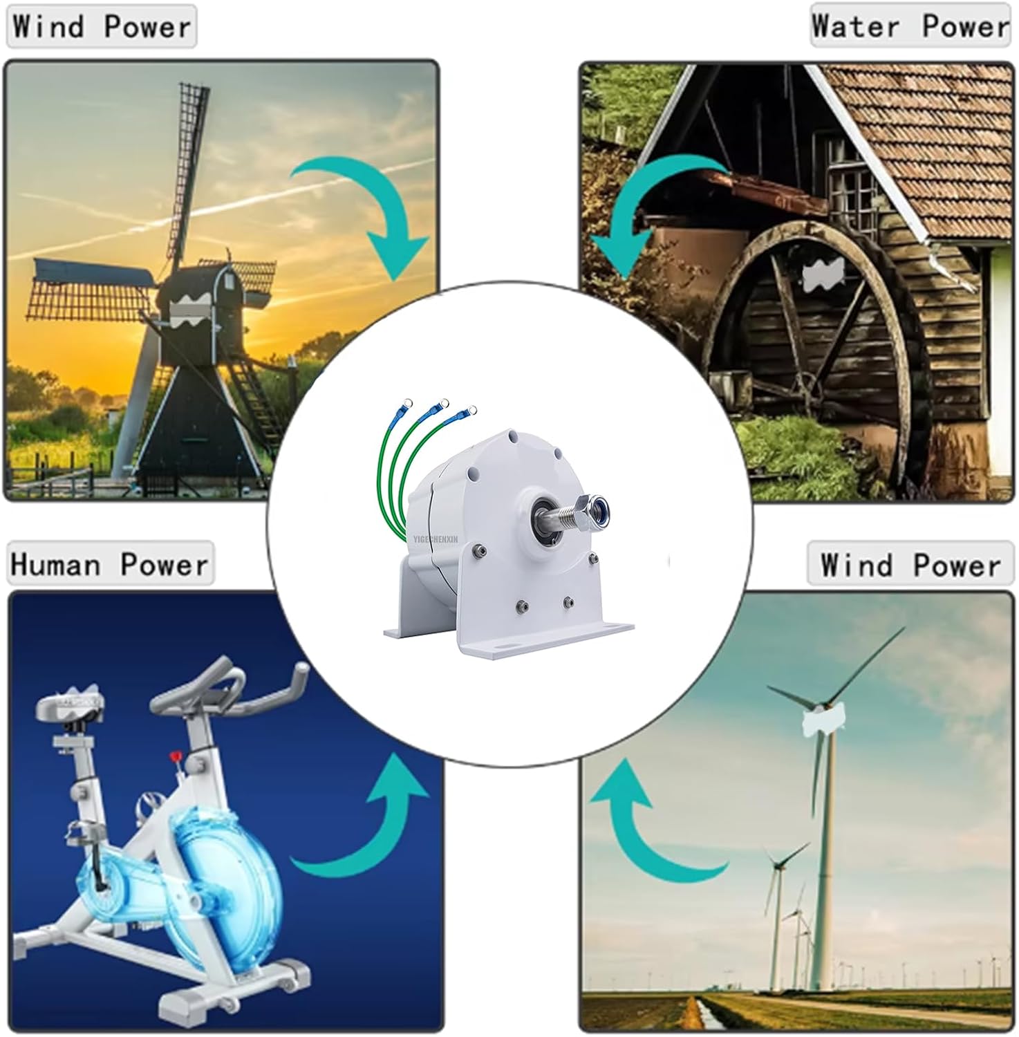 12V-220V 20000W Efficient 3 Phase Gearless Permanent Magnet AC Alternators,600Rpm Electric Wind Turbine for Wind Water Turbine Diesel Engine (with Base),48v