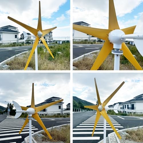 800W Wind Turbine Generator Kit - 12V/24V/48V with MPPT Controller, 5 Yellow Blades, Pure Copper Core, Ideal for Outdoor Power Generation, Efficient Windmill System