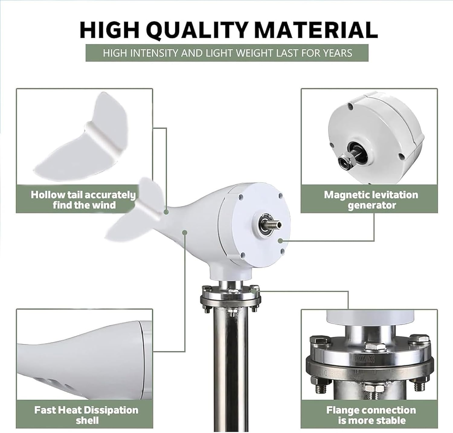 24V Small Wind Turbine Generator - Durable Aluminum, Operates -40℃ to 80℃, Perfect for Off-Grid Power Solutions, Reliable Home Windmill Generator, Eco-Friendly Energy Solution