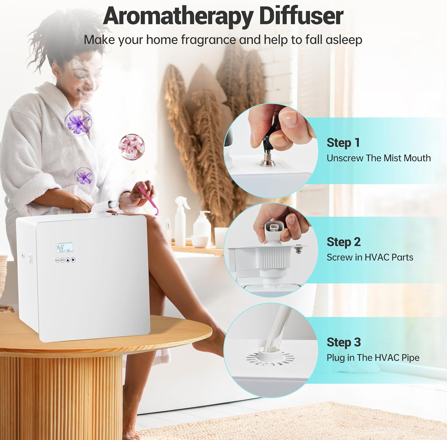 2026 𝐔𝐩𝐠𝐫𝐚𝐝𝐞𝐝 𝟓𝟎𝟎𝟎 𝐒𝐪.𝐅𝐭 1000ml Capacity HVAC Waterlesss Essential Oil Diffuser with Wi-Fi Control, Whole House Smart Scent Air Machine, Cold Air Tech for Whole Home, Hotel, Party