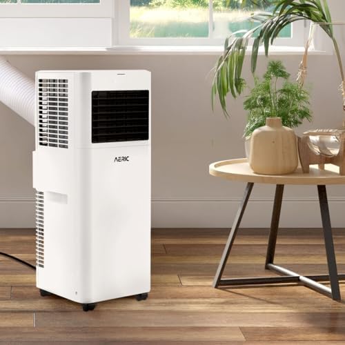 Aeric 5,000 BTU Portable Air Conditioner with 63-Pint Dehumidifier, 115V, Floor AC Unit with Remote, Washable Filter, Caster Wheels, Venting Kit & Timer for Rooms Up To 400 Sq. Ft in White