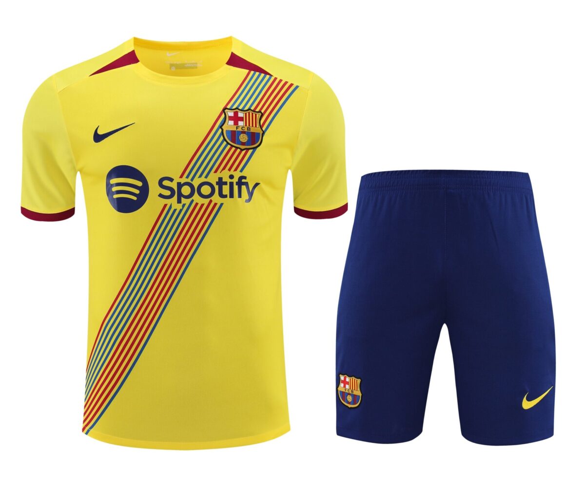 Conjunto de calentamiento FC Barcelona amarillo franja azul y roja - NewNow