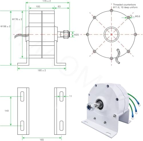 600W Low RPM Permanent Magnet Generator - 3 Phase Gearless AC Alternator for Water & Wind Turbines - 48V Rectifier Included, Efficient Energy Solution