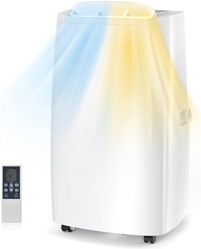 Air Choice 14000 BTU Portable Air Conditioner, 4-in-1 Air Conditioner Portable for Room Up to 700 Sq.Ft. with Remote, Auto Swing, Quiet AC Unit as Heater Dehumidifier Fan, 24H Timer, Window Kit, White