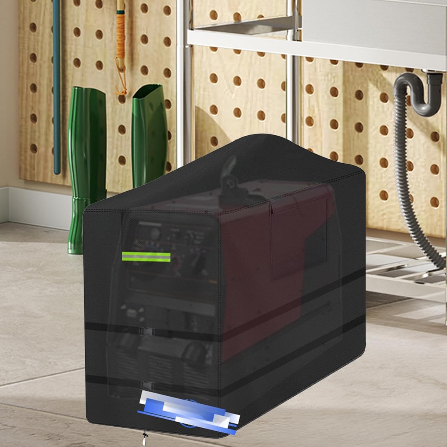 Engine Welder Generator Cover for 305LPG, 35x45x45 inch Rainproof Dustproof Protective Cover with Drawstring, Easy Installation, Black