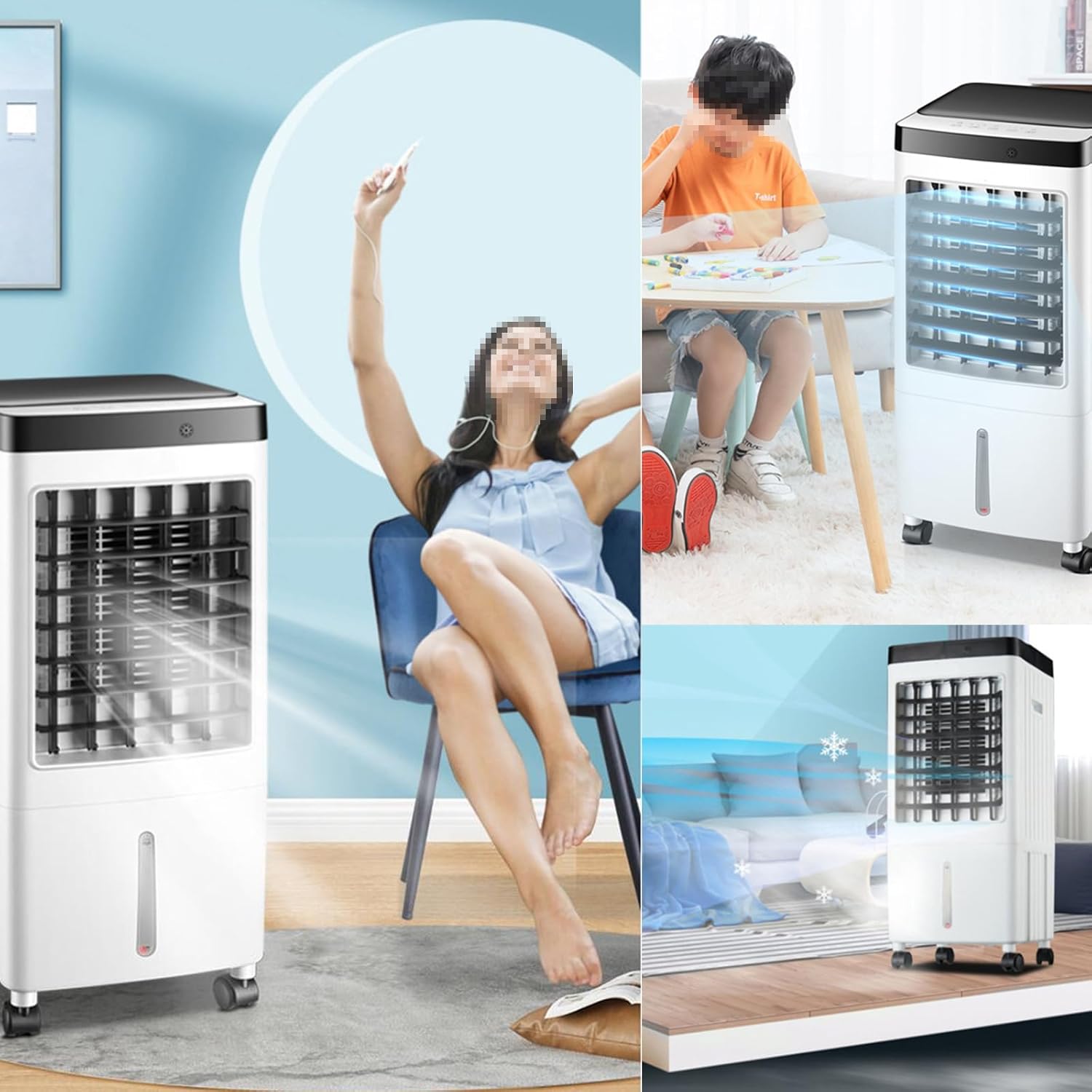 Portable Air Conditioner,Three Adjustable Wind Speeds Refrigeration Small Air Cooler,7-Hour Timer Indoor Air Conditioner,Convenient to Move,for Bedrooms, Study Rooms, Garages, Hotels, Etc