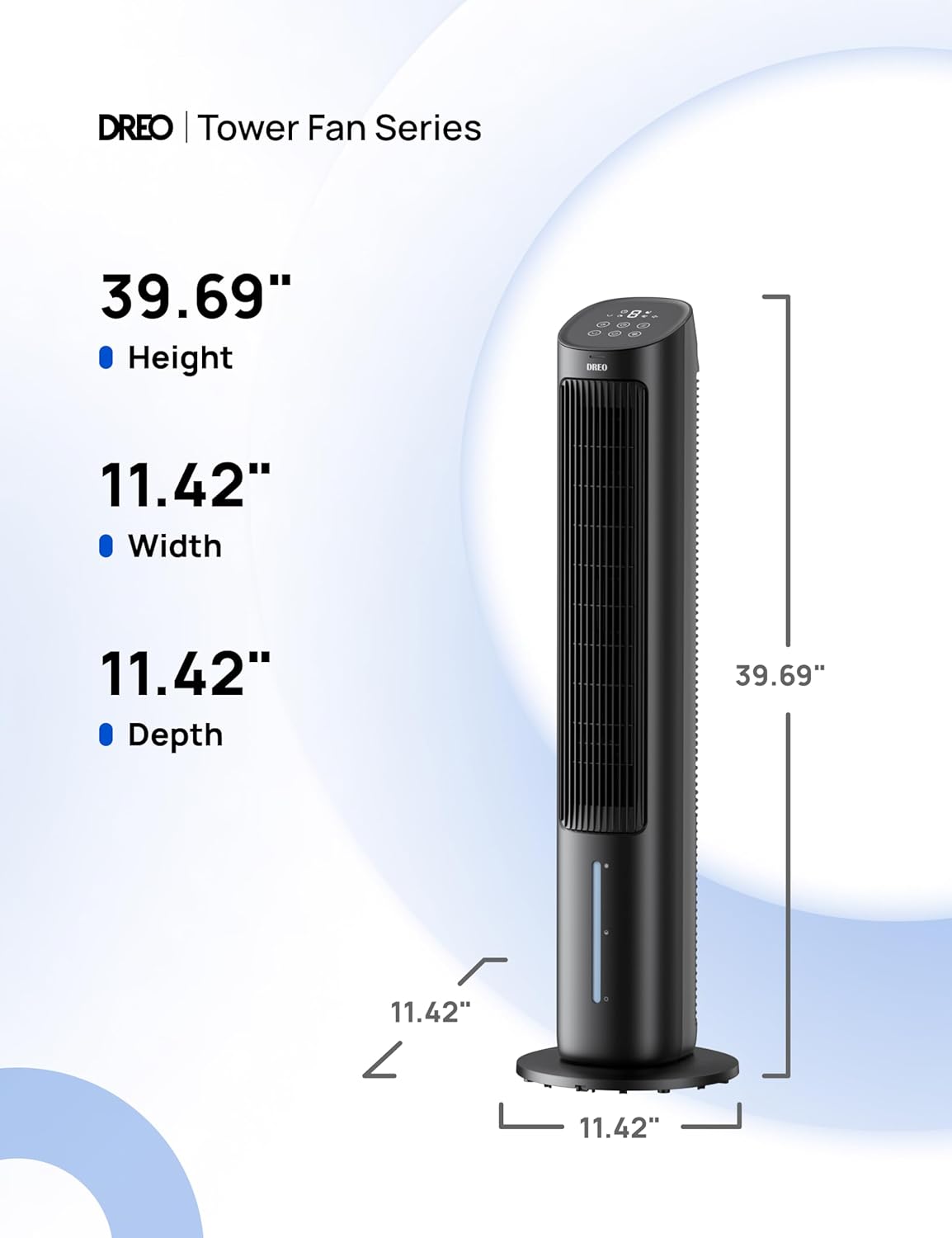 Dreo Portable Air Conditioners Fan, 40” Standing Fans that Blow Cold Air, Portable AC，80° Oscillating Evaporative Air Cooler，Removable Water Tank, Ice Packs, Remote Control, 4 Speeds, 7H Timer, Black