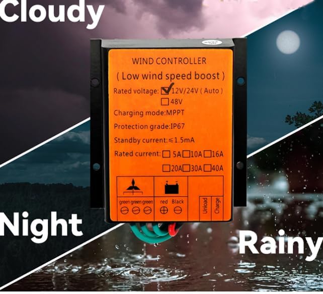 16000W MPPT Wind Charge Discharge Controller,12V 24V 48V Wind Charge Controller IP68 for AC DC Wind Turbine Generator(Yellow)