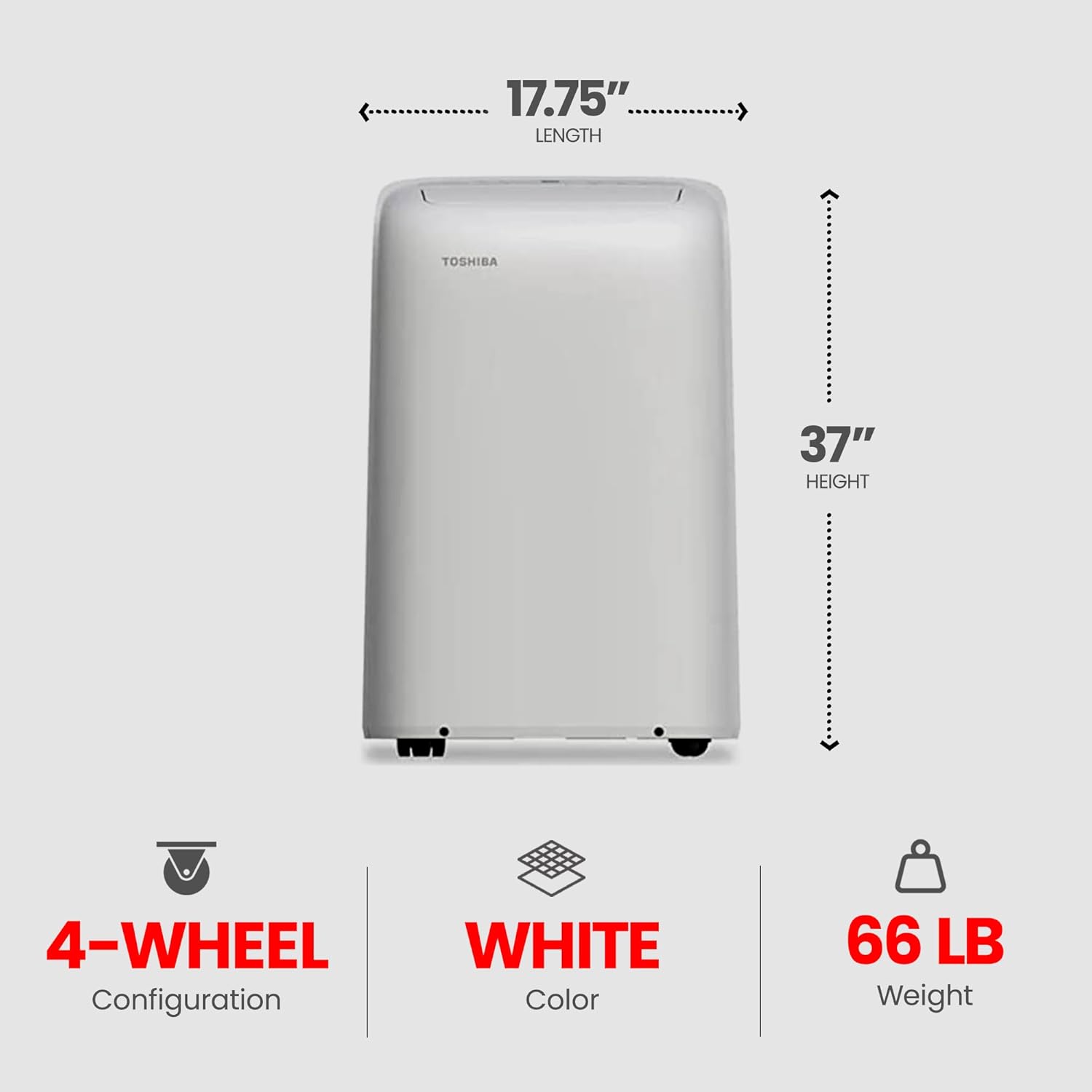 (Renewed) Toshiba 12,000 BTU (8,000 BTU DOE) 115-Volt WiFi Portable Air Conditioner with Dehumidifier Mode for up to 350 sf