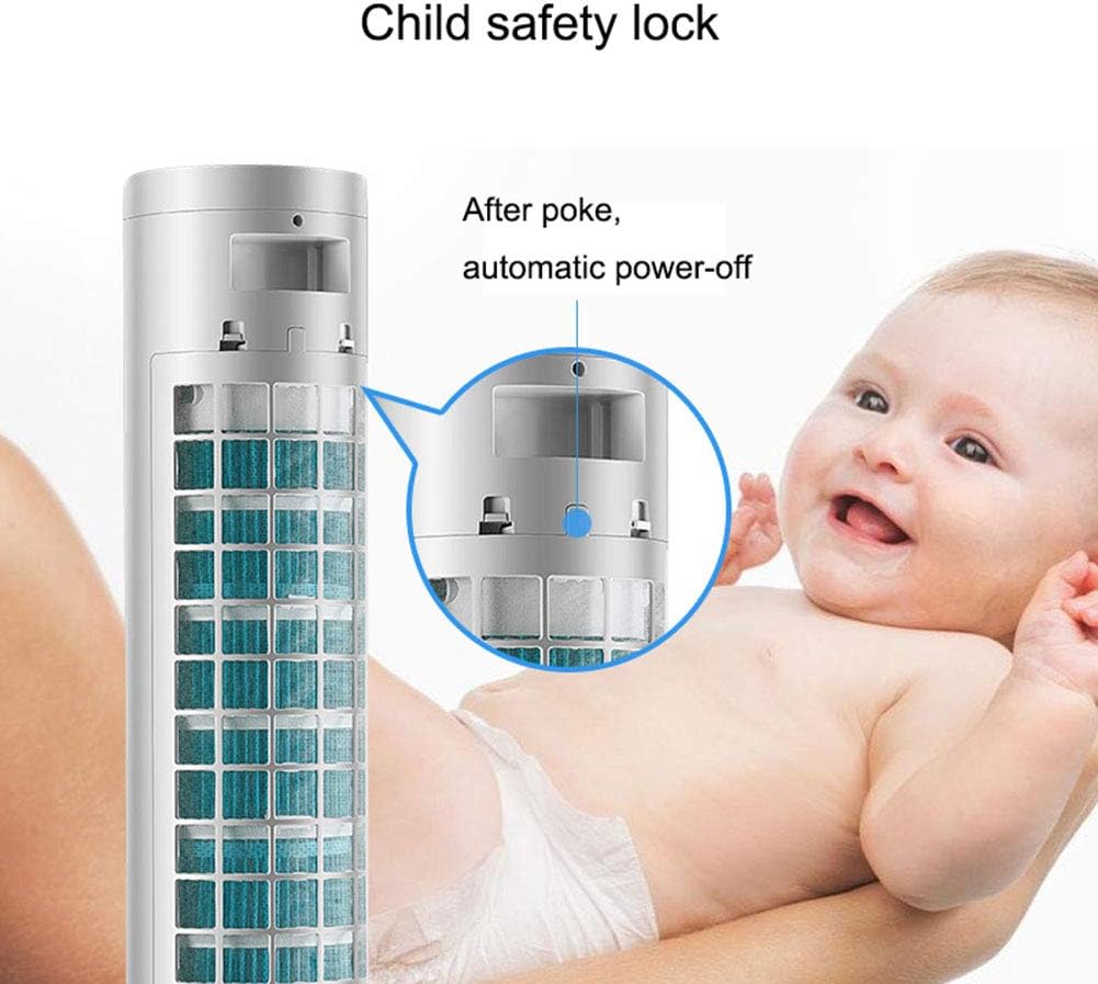 Evaporative Tower-Type Vaneless Fan and Humidifier with Remote Control and Timing Function, Adjustable Wind Speed, Portable Air Conditioner