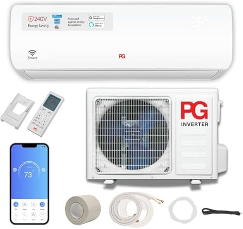 PG Split System Air Conditioner 30,000 BTU Heat Pump, 17 SEER Ultra Energy Efficient, Quiet Operation, Indoor & Outdoor Units, 240V, Wi-Fi Smart Control