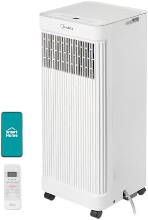 Midea 8,500 BTU ASHRAE (5,000 BTU SACC) Portable Air Conditioner, Smart Control, Cools up to 150 Sq. Ft., with Dehumidifier & Fan mode, Easy- to-use Remote Control & Window Installation Kit Included