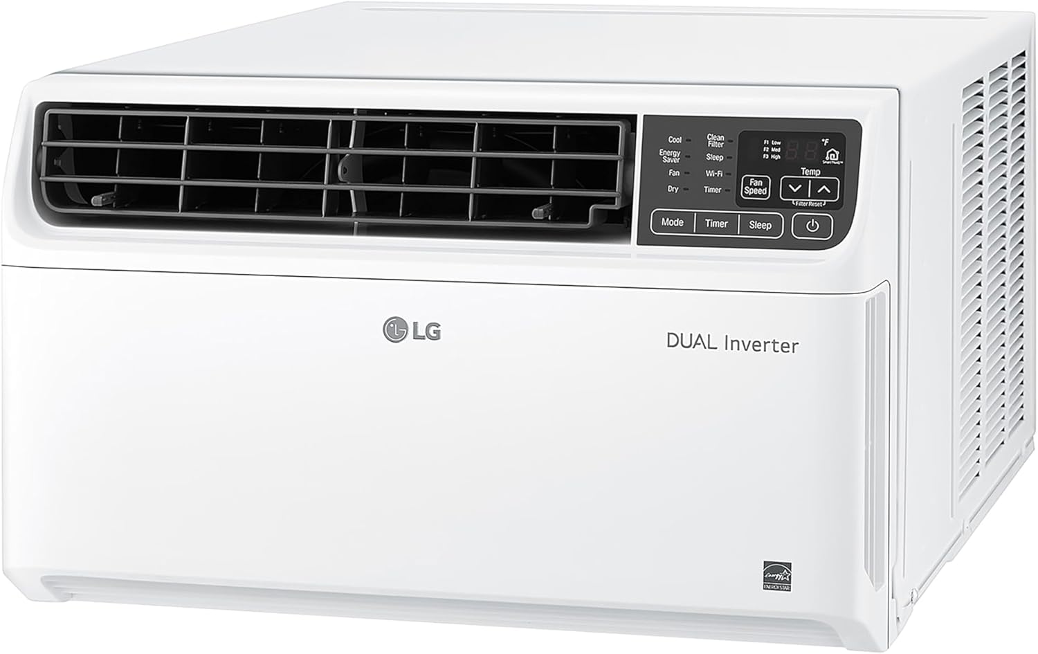 LG 8,000 BTU Dual Inverter Smart Window Air Conditioner, 115V, Cools 340 Sq. Ft. for Bedroom, Living Room, Apartment, Quiet, Energy Star, works with LG ThinQ, Amazon Alexa and Hey Google, White