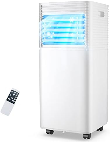 GOFLAME Portable Air Conditioner, 10000 BTU Powerful AC Unit with Remote Control and 4 Universal Casters, 3-IN-1 Air Cooler & Dehumidifier & Fan with 24H Timer for Living Room, Bedroom, Office, Black