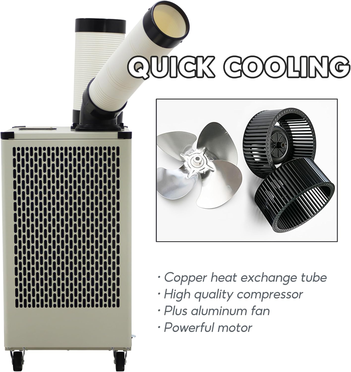 TECHTONGDA Industrial Spot Cooler Air Conditioner Commercial Mobile Outdoor Cooling Machine Aircon Single Outlets 350-450m³/h Black