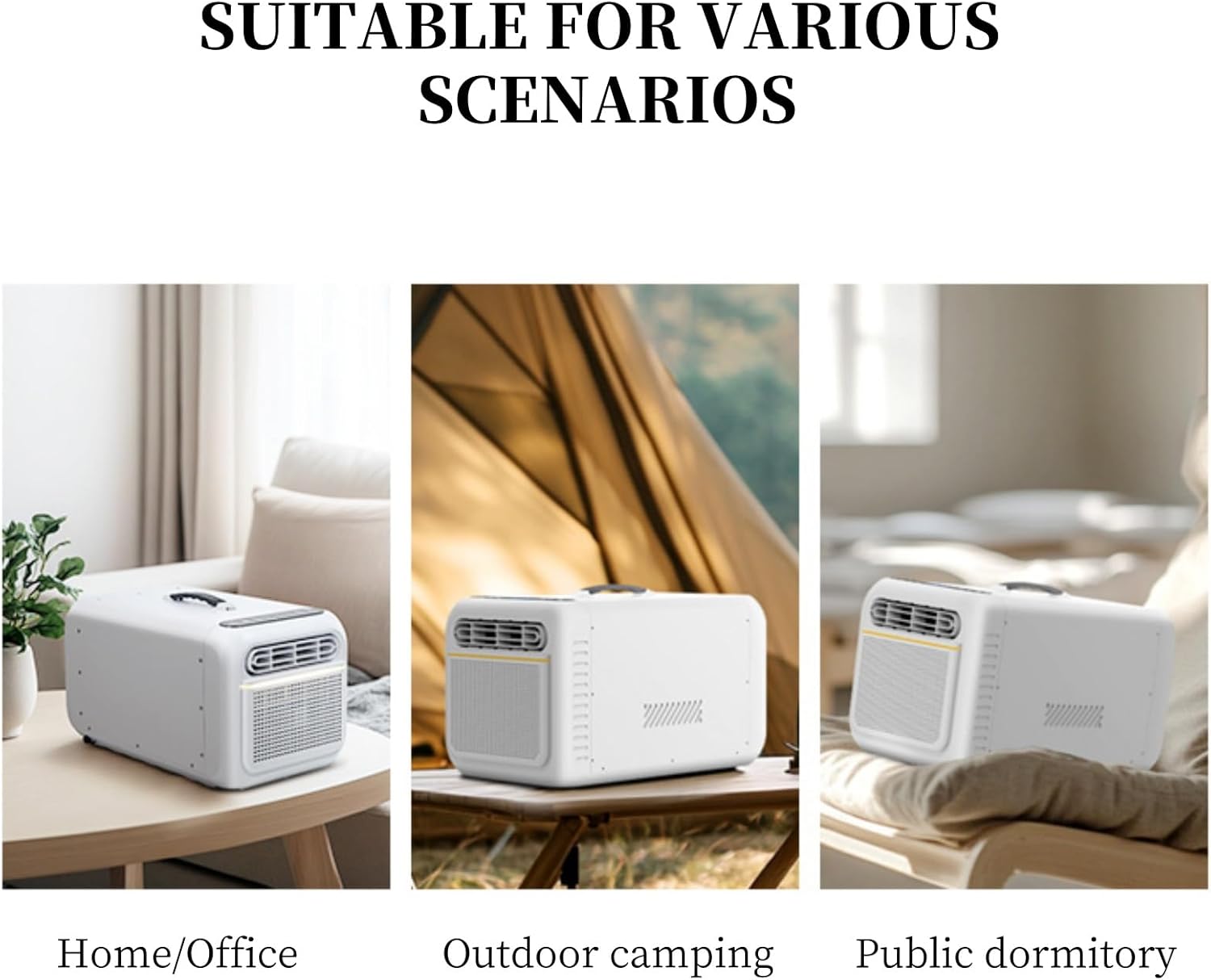 Portable Air Conditioners for Room & Outdoor, with Remote,Low Noise 38dB,Handle Design, Perfect for Tent, Garage White