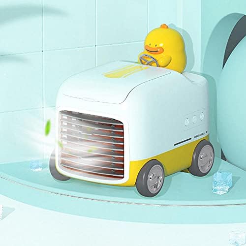 Cartoons USB Portable Air Conditioner Fan Evaporative Cooler Fan,with Night Light Space Cooler Fan Quiet Desk Fan-pink