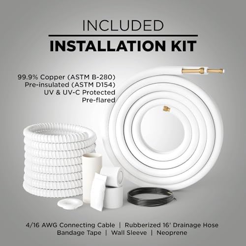 OLMO 24,000 BTU Dual Zone 12000 + 18000 BTU Wall Mount Ductless Mini Split A/C and Heater with 16ft Installation Kits