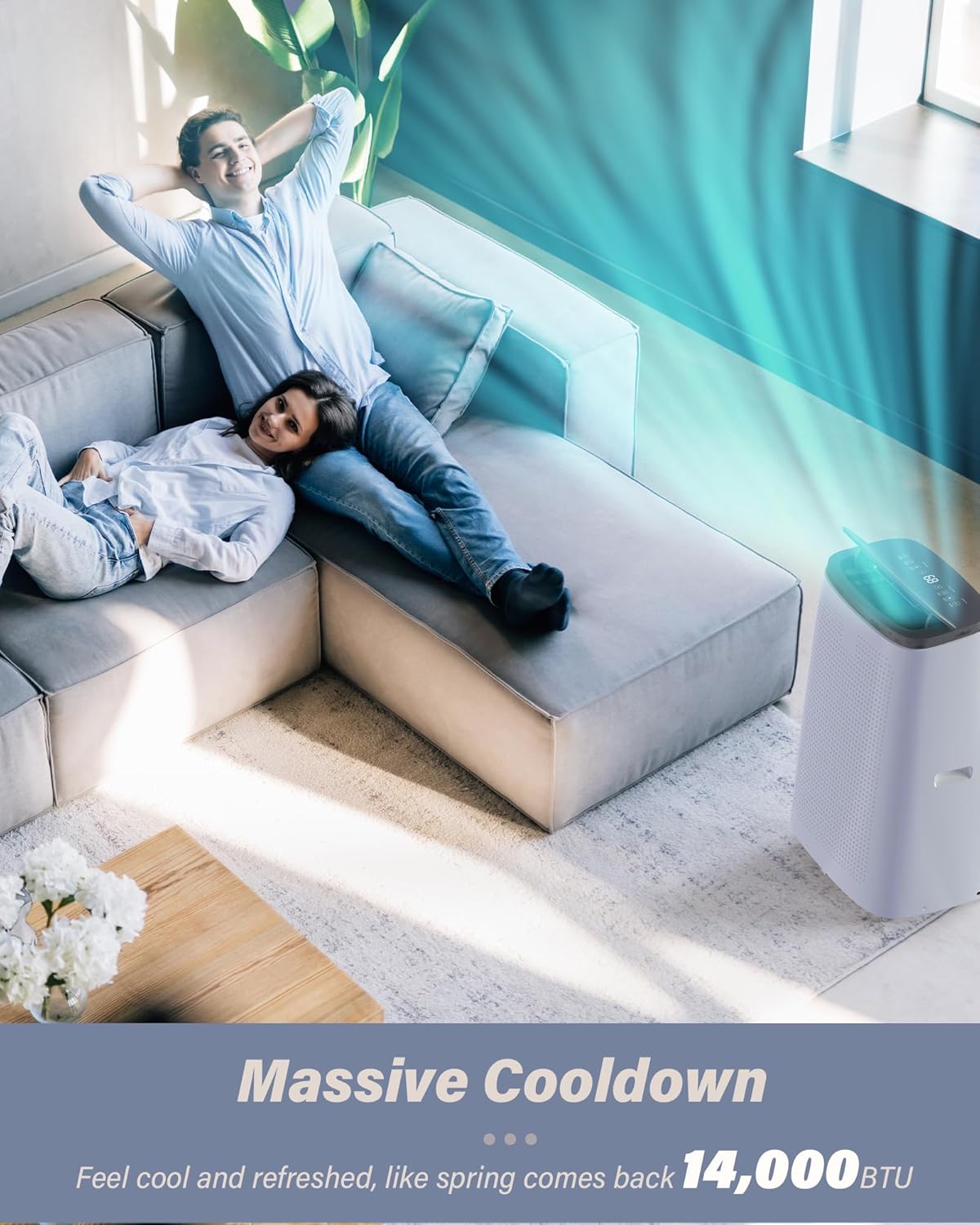 DEXSO 14000 BTU Quiet AC Unit Portable Air Conditioners, Fast Cooling Floor Air Conditioner with Remote, Window Installation Kit