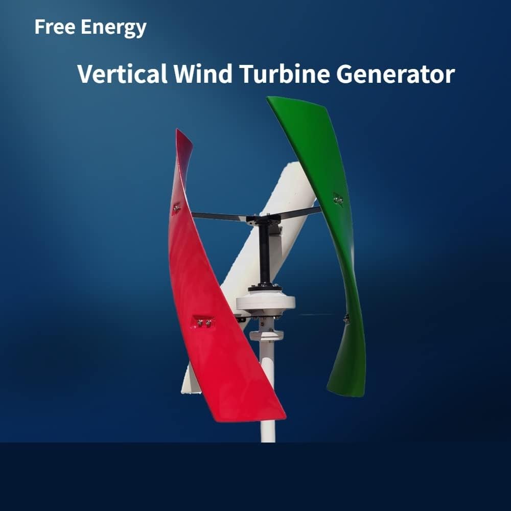 Wind Turbine, 6000W Vertical Axis Energy Windmill Wind Turbine Generator 12V 24V 48V with MPPT Hybrid Controller for Homeuse(Option 2,RED_48V)