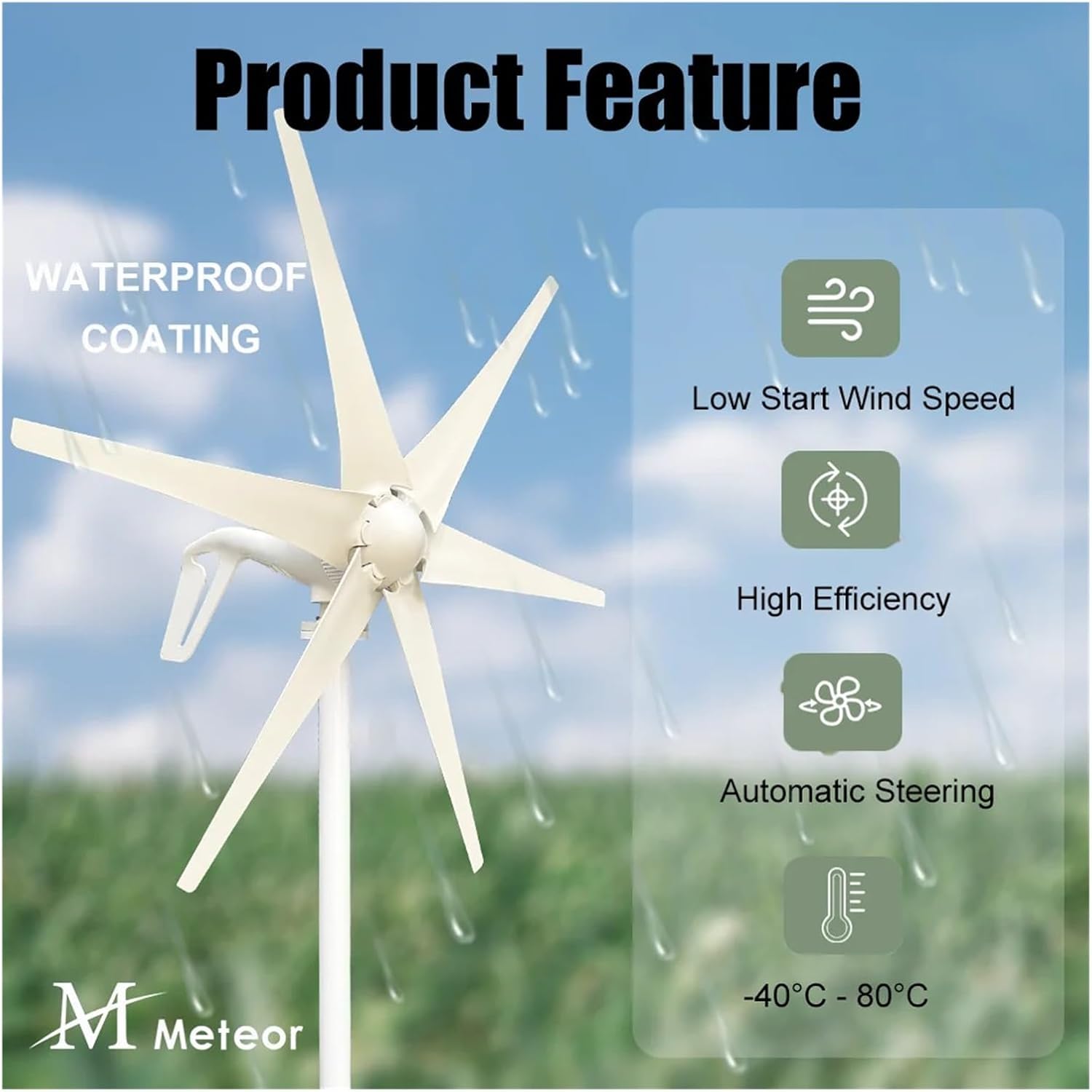 600w 800w 1000w Wind Turbine Generator Windmill 12v 24v Home Appliance Camping Power Generator with MPPT Controller Industrial Energy(6 Blades 1000w,24V)