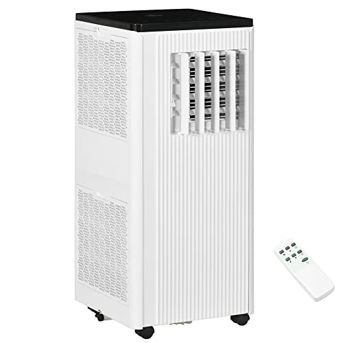 HOMCOM 10000 BTU Smart WiFi Enabled Portable Air Conditioner for Rooms Up to 237 Sq. Ft., 3-in-1 Moible AC Unit with Dehumidifier, Fan, Sleep, App & Remote, 24H Timer, Window Installation Kit, White