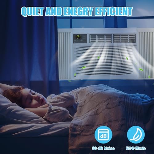 Window Air Conditioner, 12000 BTU for Rooms up to 550 Sq. Ft.- WiFi Enabled, Maintains Window View & Natural Light, 5 Modes, Ultra Quiet, Energy Savings, Easy Install, White