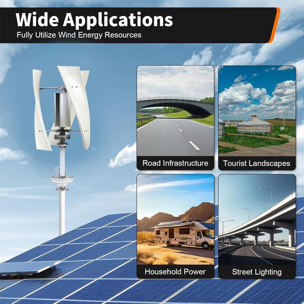 10000W Portable Vertical Axis Wind Turbine Generator, Wind Turbine 12V-220V Generator Home Farm Easy Installation with MPPT Controller