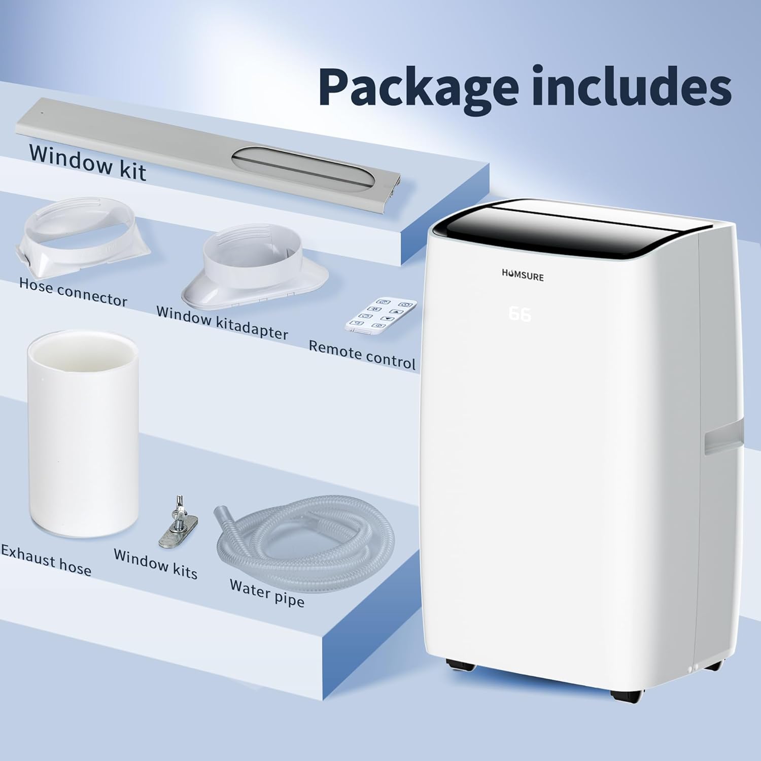 PhiloDeco Portable Air Conditioner 12000 BTU, 24H Timer, Floor Standing Air Conditioning AC Unit with Remote Control and Installation Kit, 5-In-1 Function