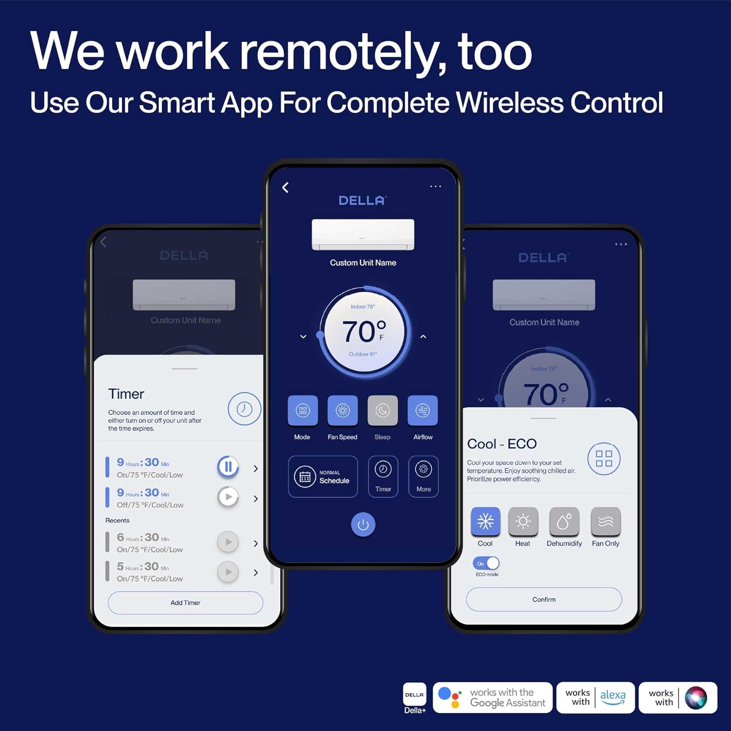 DELLA Serena 22 SEER2 18000 BTU Smart Wifi Mini Split Heat Pump Works with Alexa, Energy Star 1.5 Ton Pre-Charged 230V Ductless AC Unit Inverter System for Rooms up to 1000Sq.Ft, 16.4ft Install Kit