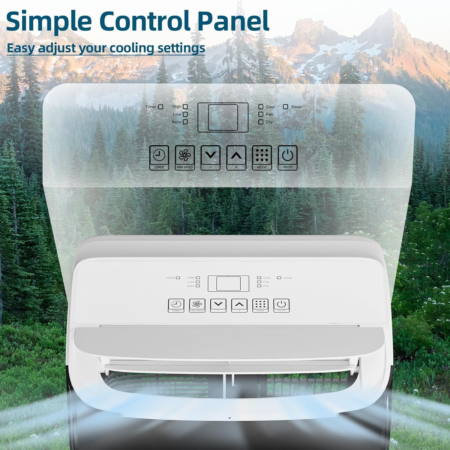 14000 BTU Portable Air Conditioner for Room Up to 750 Sq.Ft with Remote Control, 3-in-1 Cooling AC Unit with Fan & Dehumidifier & Heat Function, Energy Saving, Smart/Sleep Mode, 24H Timer, Auto Swing