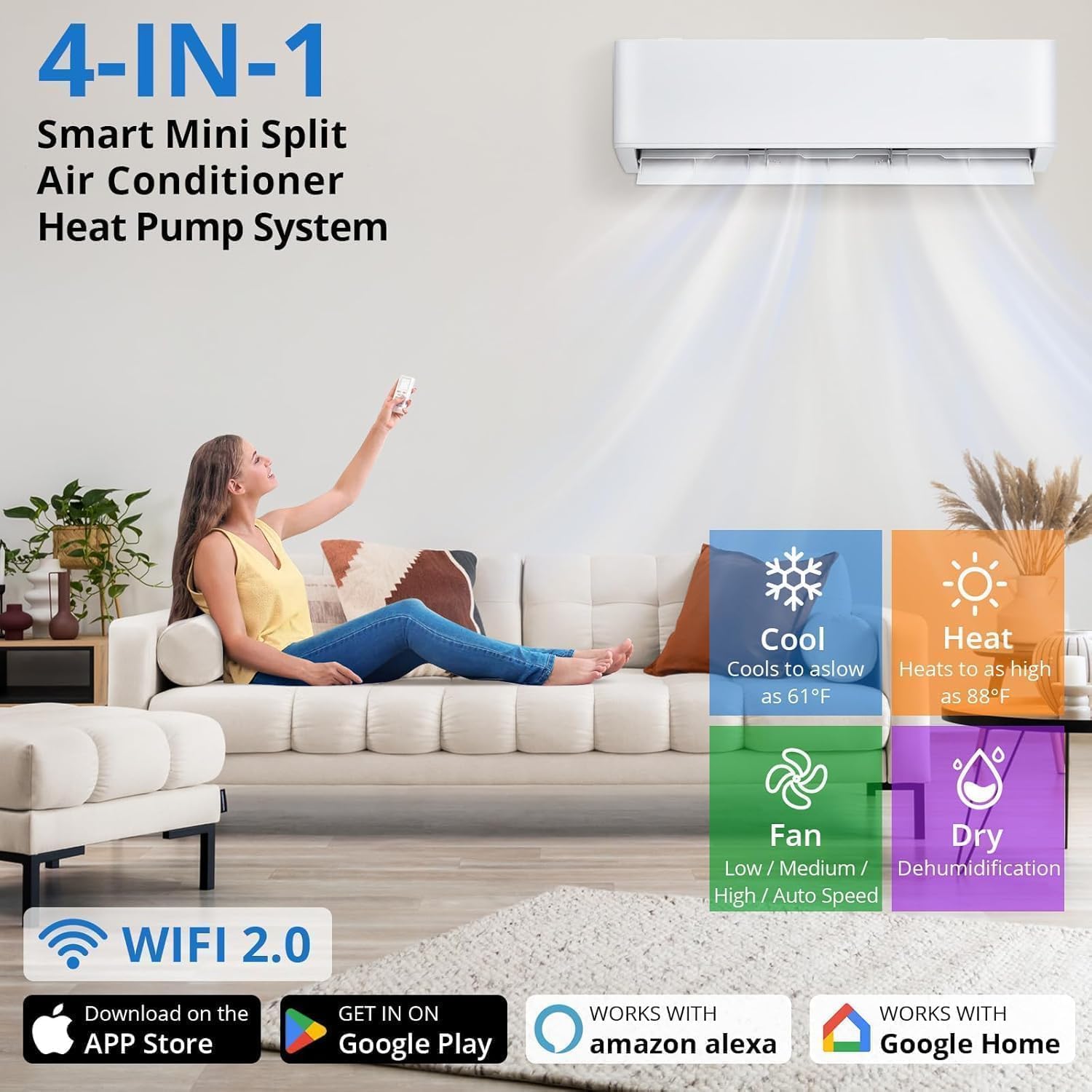 28K 3 Zone Mini Split Air Conditioner and Heater, 20 SEER2 208-230V 9000 + 9000 + 9000 BTU Wifi Mini Split AC/Heating System Multi Zone, Ductless, Wall Unit