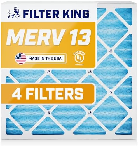 Filter King 13x19.5x1 Air Filter | 4-PACK | MERV 13 HVAC Pleated A/C Furnace Filter | MADE IN USA | Actual Size: 13 x 19.5 x .75